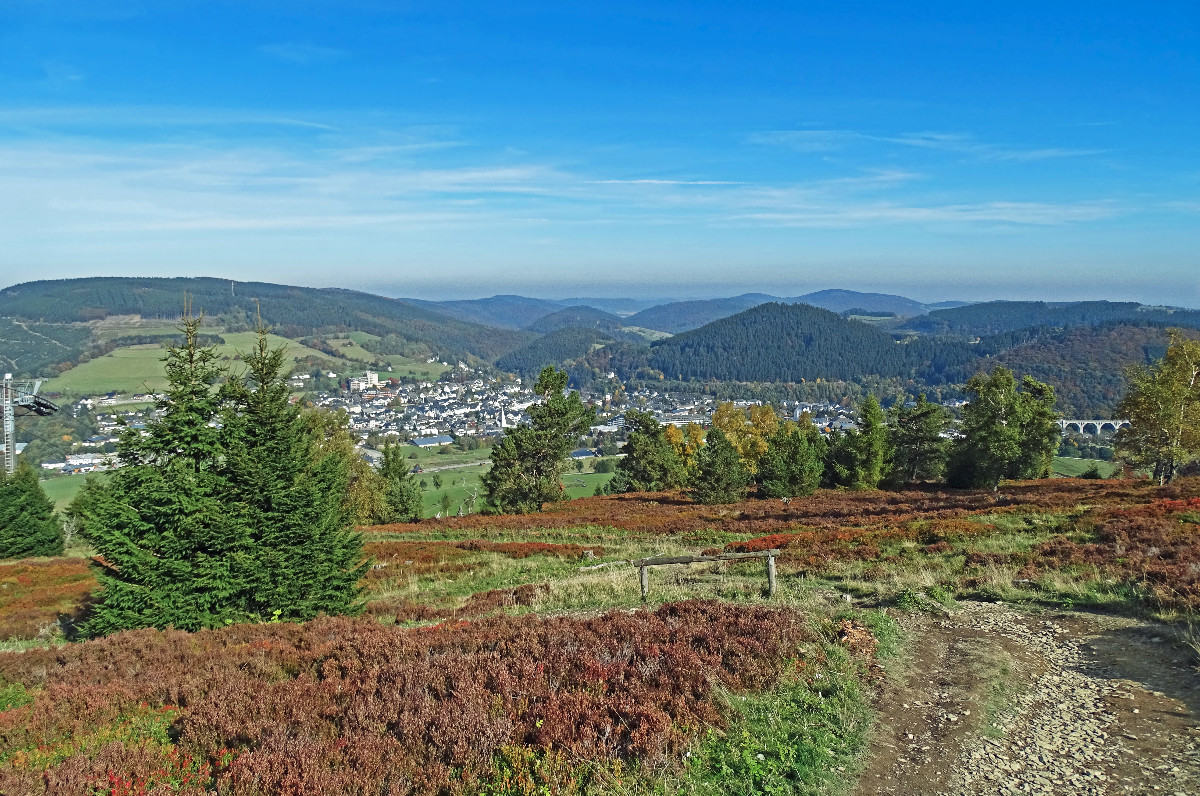 Blick vom Ettelsberg hinab auf die Ortschaft Willingen (Sauerland)